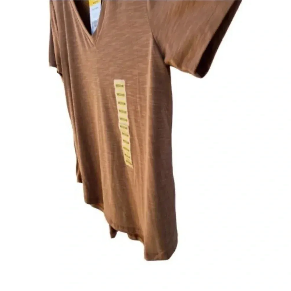 Mod Ref Women's Size Medium Heather Rust Short Sleeve‎ Relaxed V-Neck Tee New​ - Image 3
