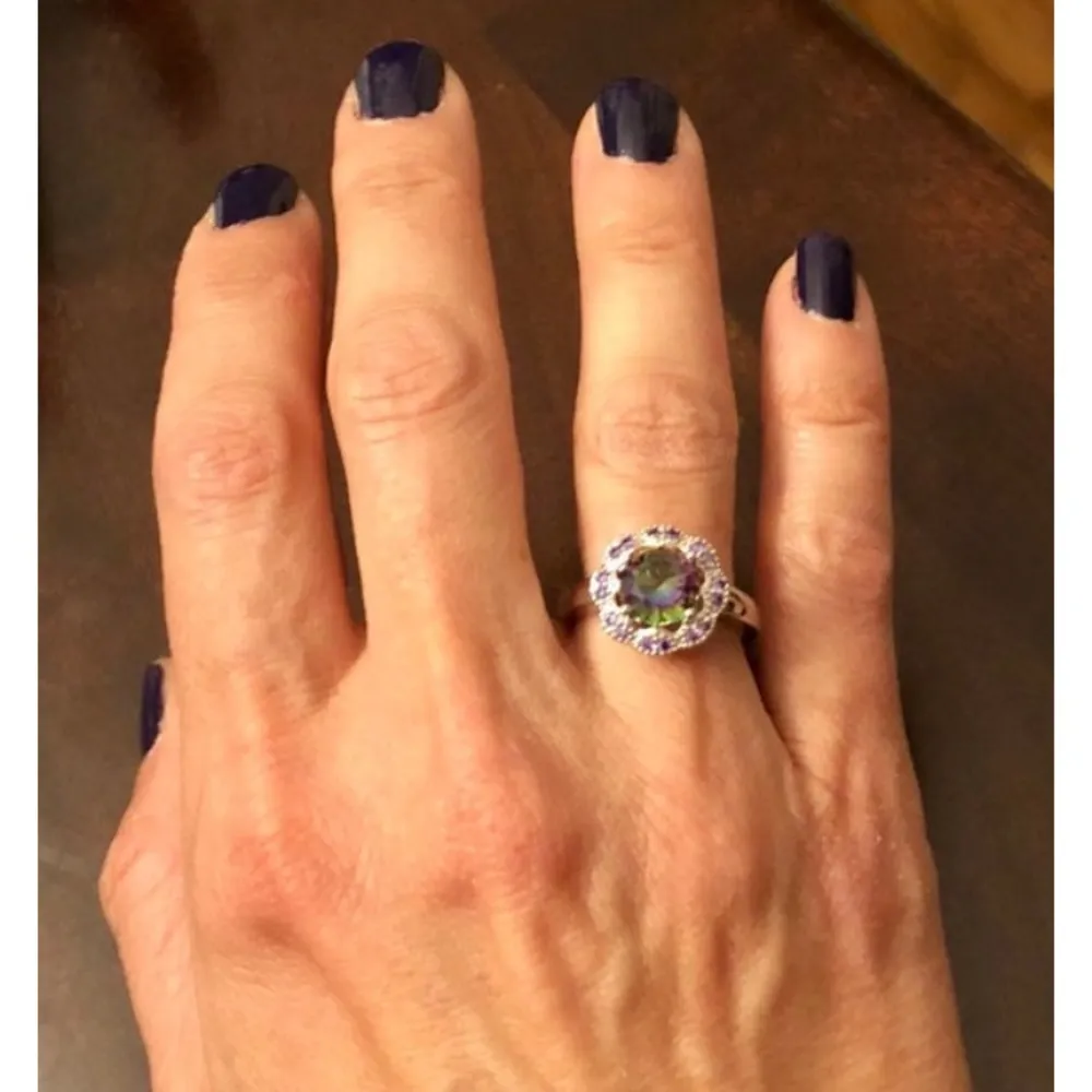 New Rainbow Mystic Topaz & Amethyst 925Ring Size 7 - Image 2
