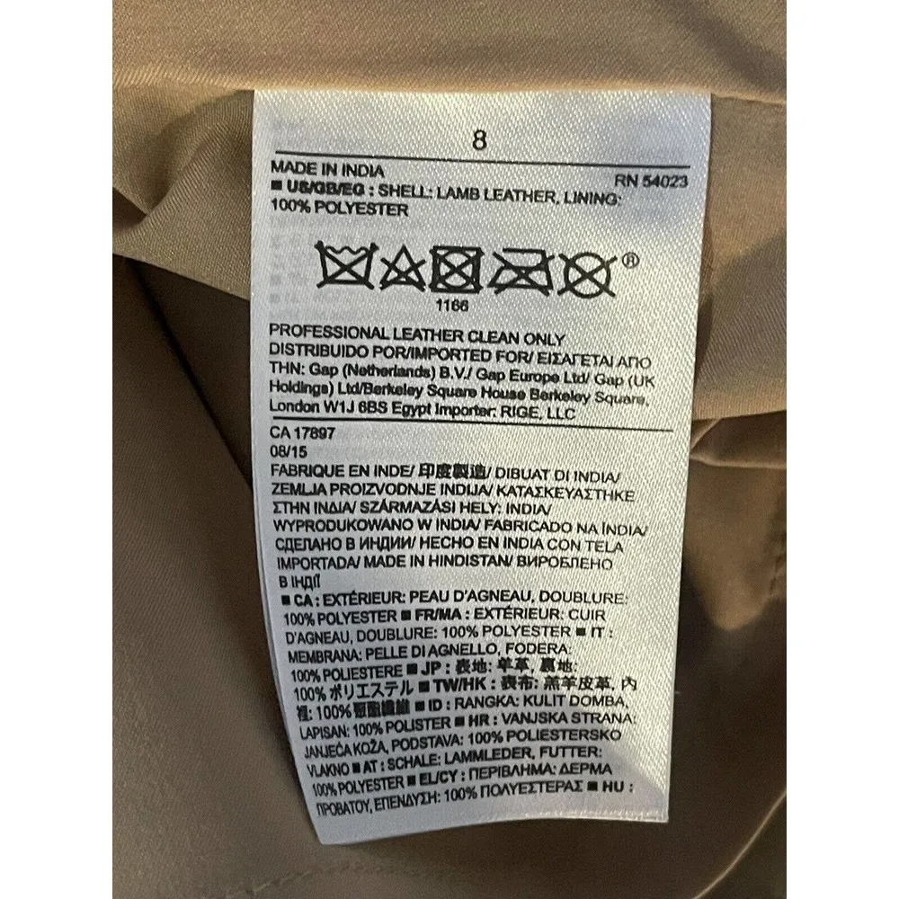 Banana Republic Heritage Collection Leather Mini Skirt Camel Tan Pockets Size 8 - Image 4