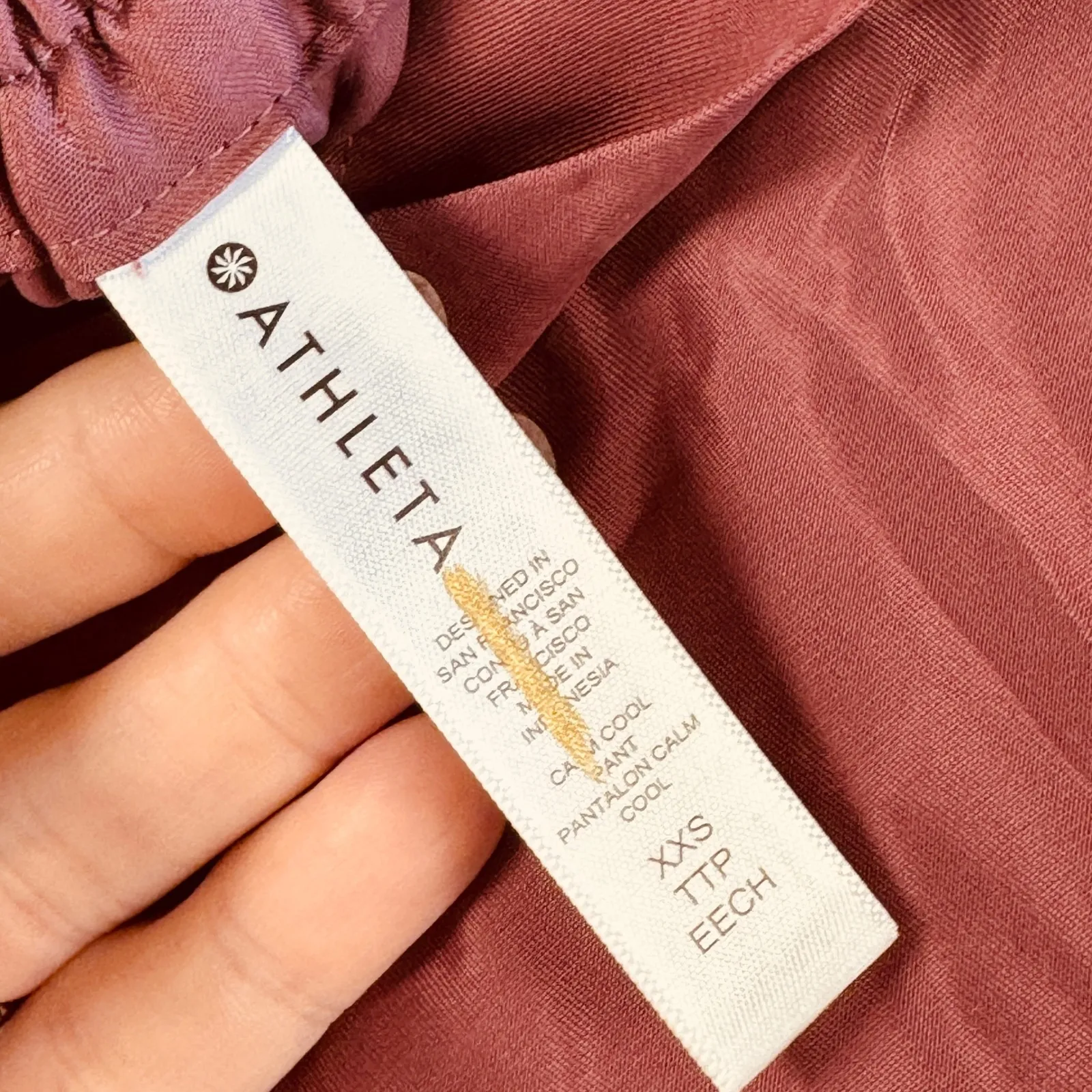 Athleta Calm Cool Wide Leg Pants XXS Mauve Lounge Comfy Stretch Travel‎ Pant - Image 3