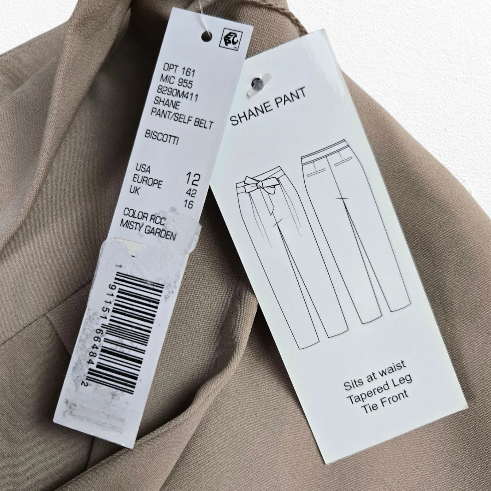 Antonio Melani Beige High Rise Belted Classic Contemporary Dress Pants Size 12 - Image 8