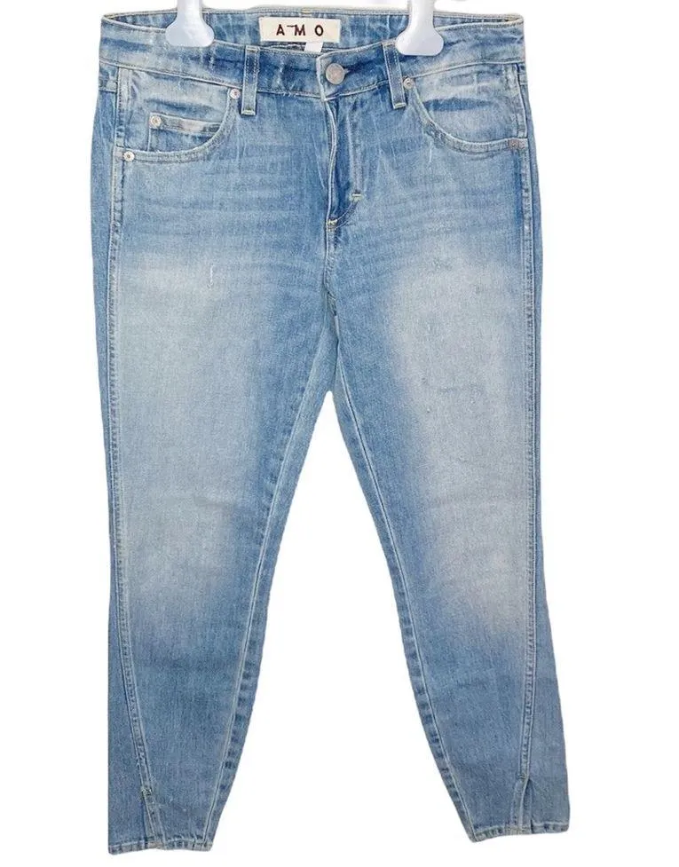 Amo Twist skinny light wash distressed jeans with front slit in sweet cheeks 27 - Image 20
