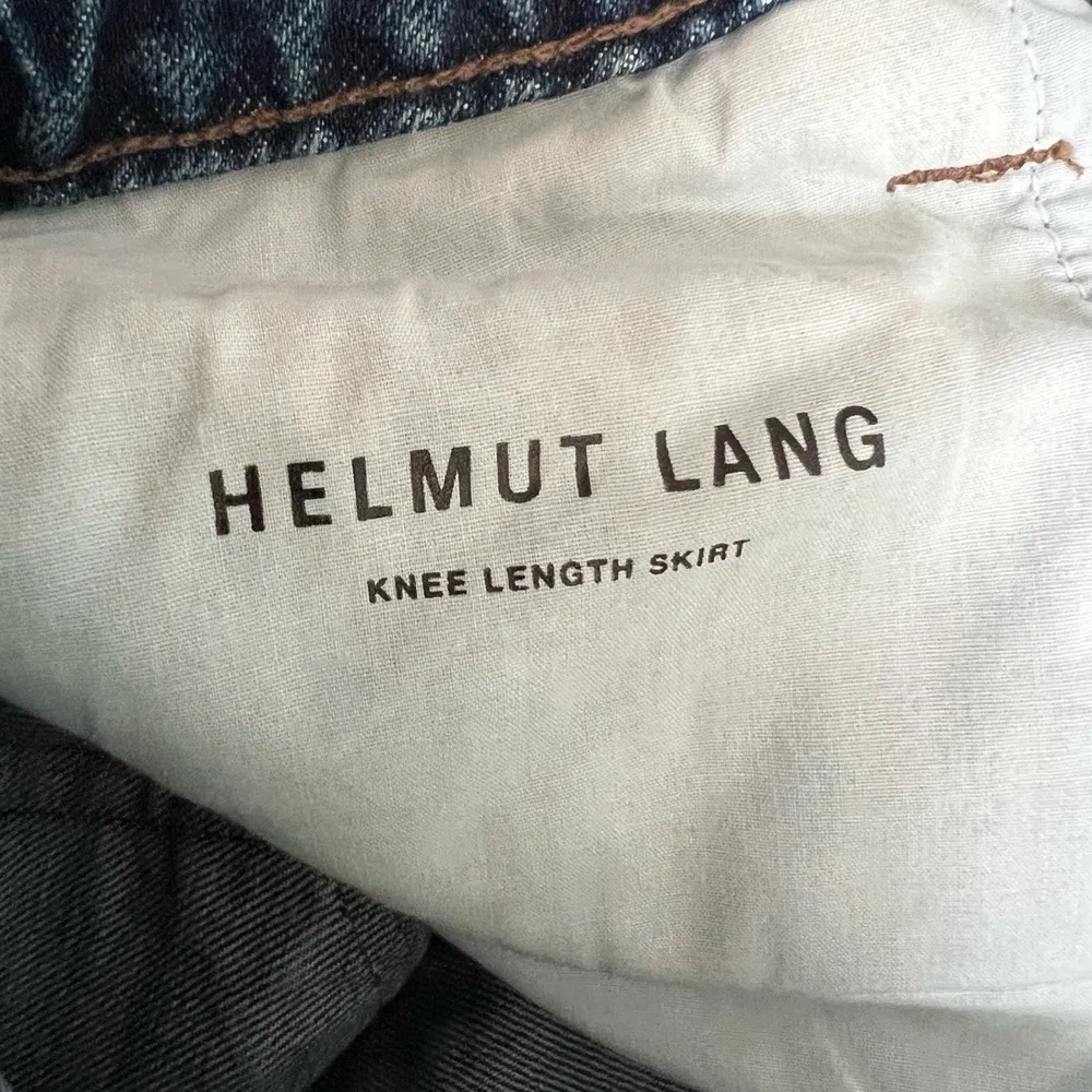 Helmut Lang Midi Denim Skirt Blue Button Front Knee Length USA Made Y2K Size 24 - Image 6