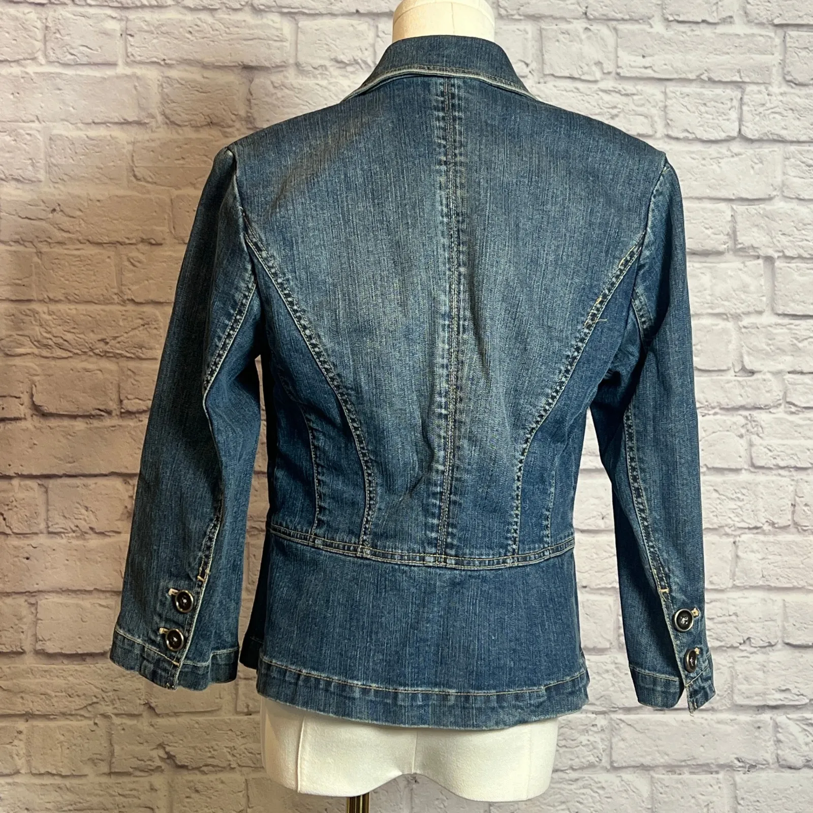 Talbots Denim Blazer Jacket Women's Size 6 Stretch - Image 3