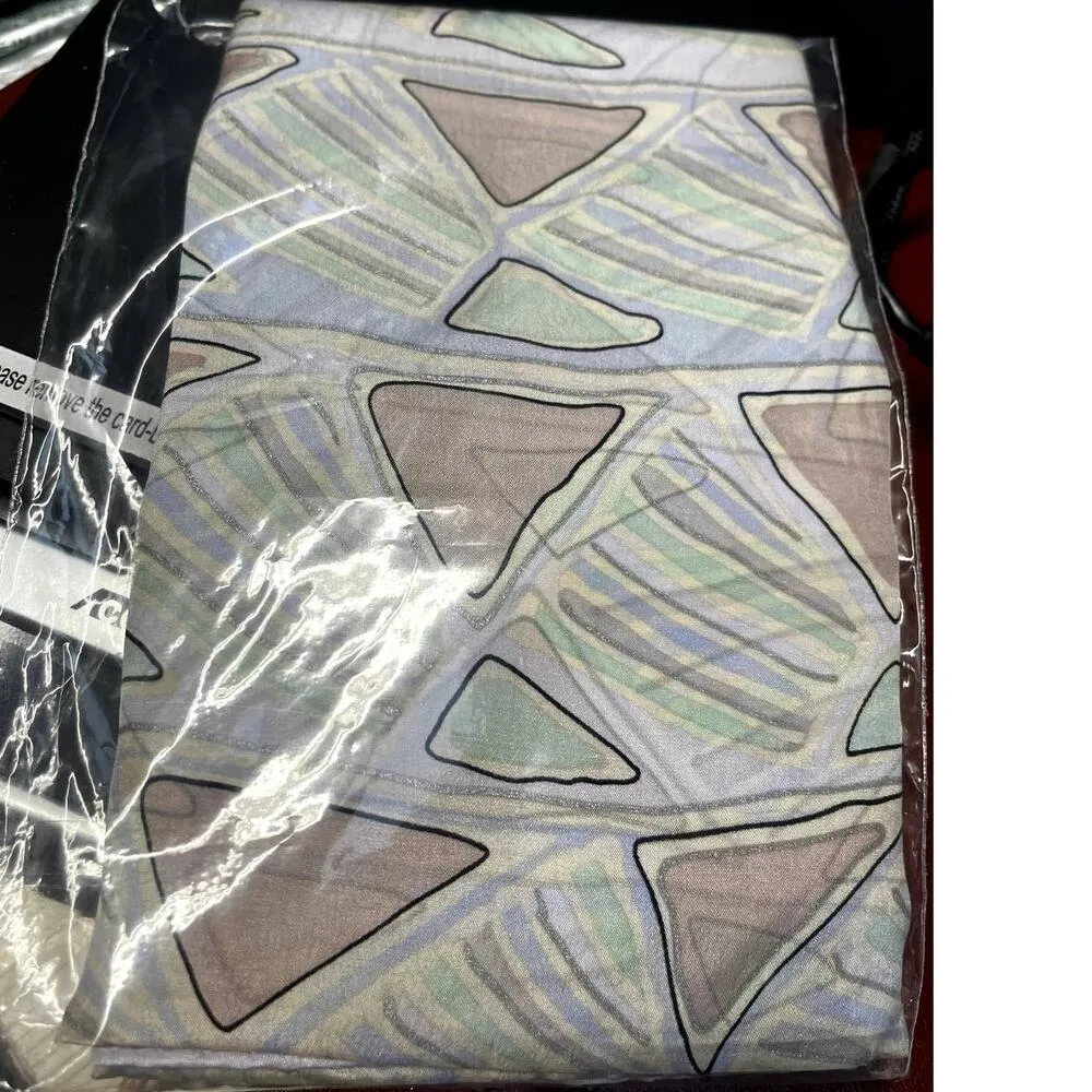 HONEY VINTAGE Silk Scarf Japan Square Chiffon Geometric Multicolor 30 in EUC Pink - Image 4