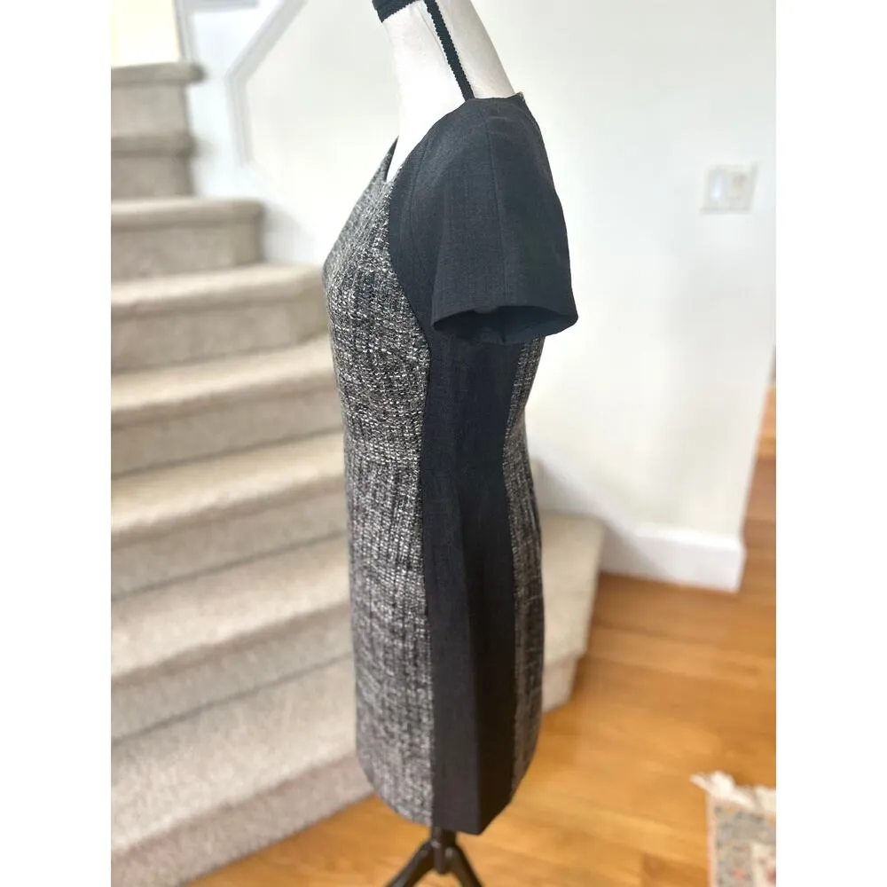 J.Crew Grey Boucle Tweed Insert Short Sleeve Sheath Dress Career Work Business - Image 2