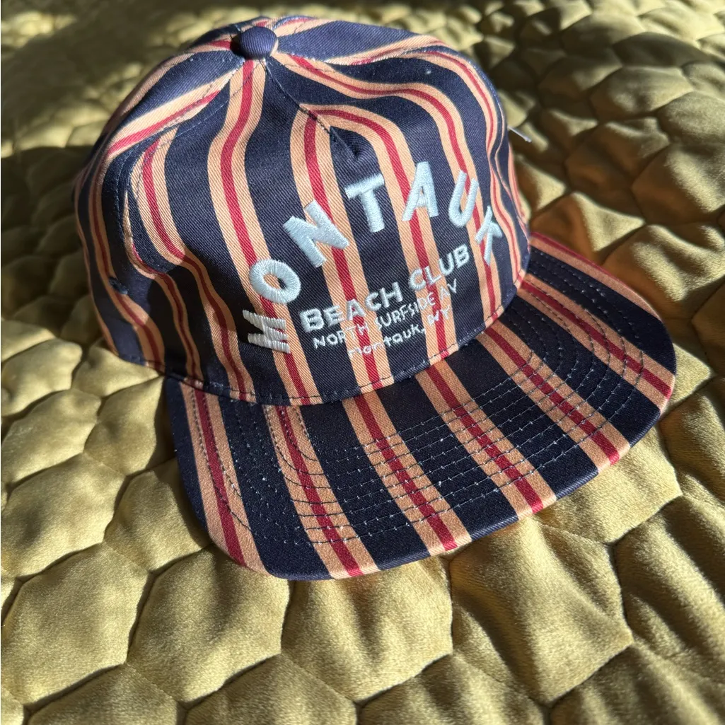 New montauk beach club picnic stripe hat Anthropologie Coney Island picnic snap - Image 9