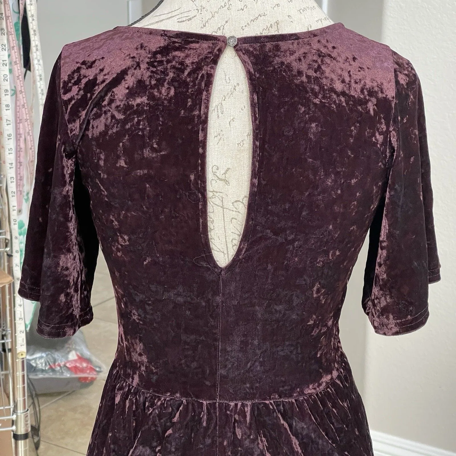 American Eagle Romper Small Velvet Y2k 90's Festival Gothic Punk Rock Whimsigoth - Image 5