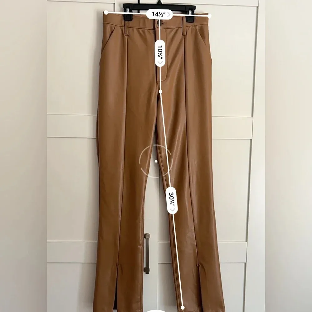 Abercrombie Vegan leather straight leg pants with Split ankle size 8 minimalist - Image 4
