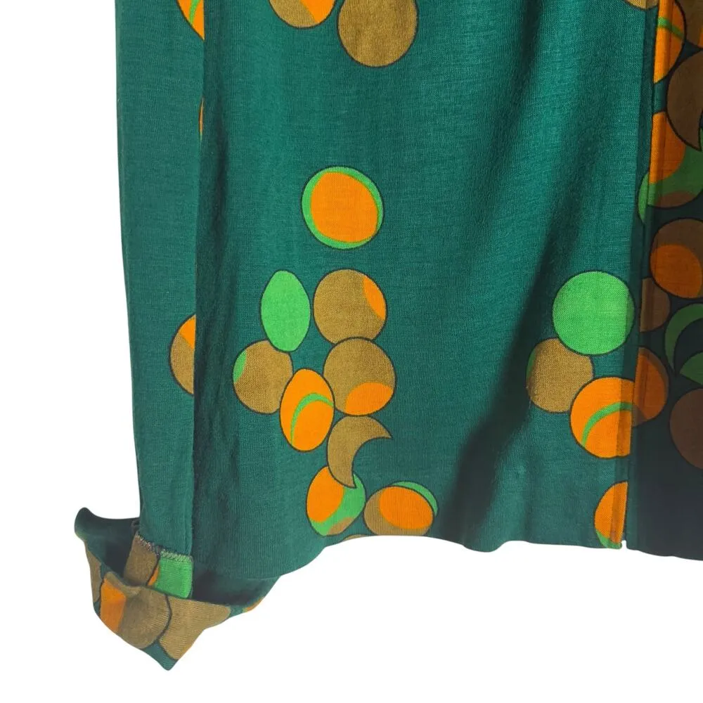 Vintage Diane von Furstenberg 70’s Green Geometric Circle Zip Up Top Size M - Image 5