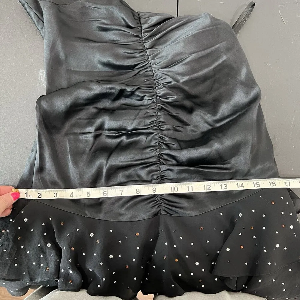 Vtg Betsey Johnson Evening Sz 6 Silk Dress Whimsigoth Tiered Bling Sexy Ruched - Image 15