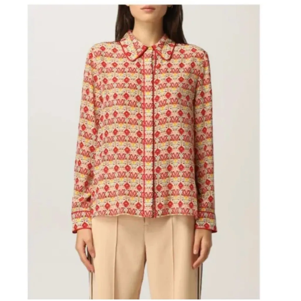 Alice + Olivia Red and Cream Blouse - Image 2
