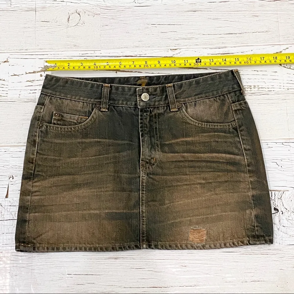 7 For All Mankind Acid Washed Mini Denim Skirt 27 - Image 7
