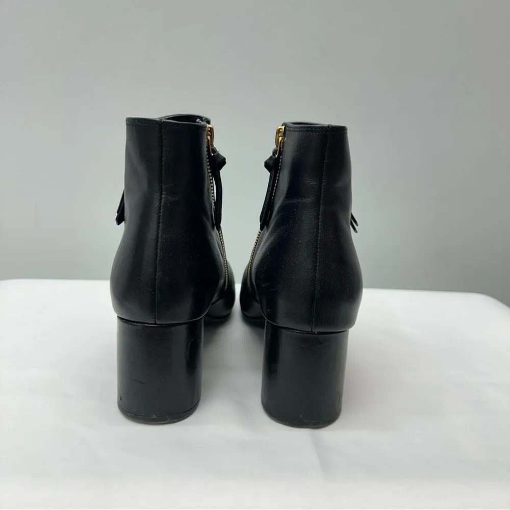Cole Haan classic black leather booties with‎ gold zipper accents women's 9 - Image 4