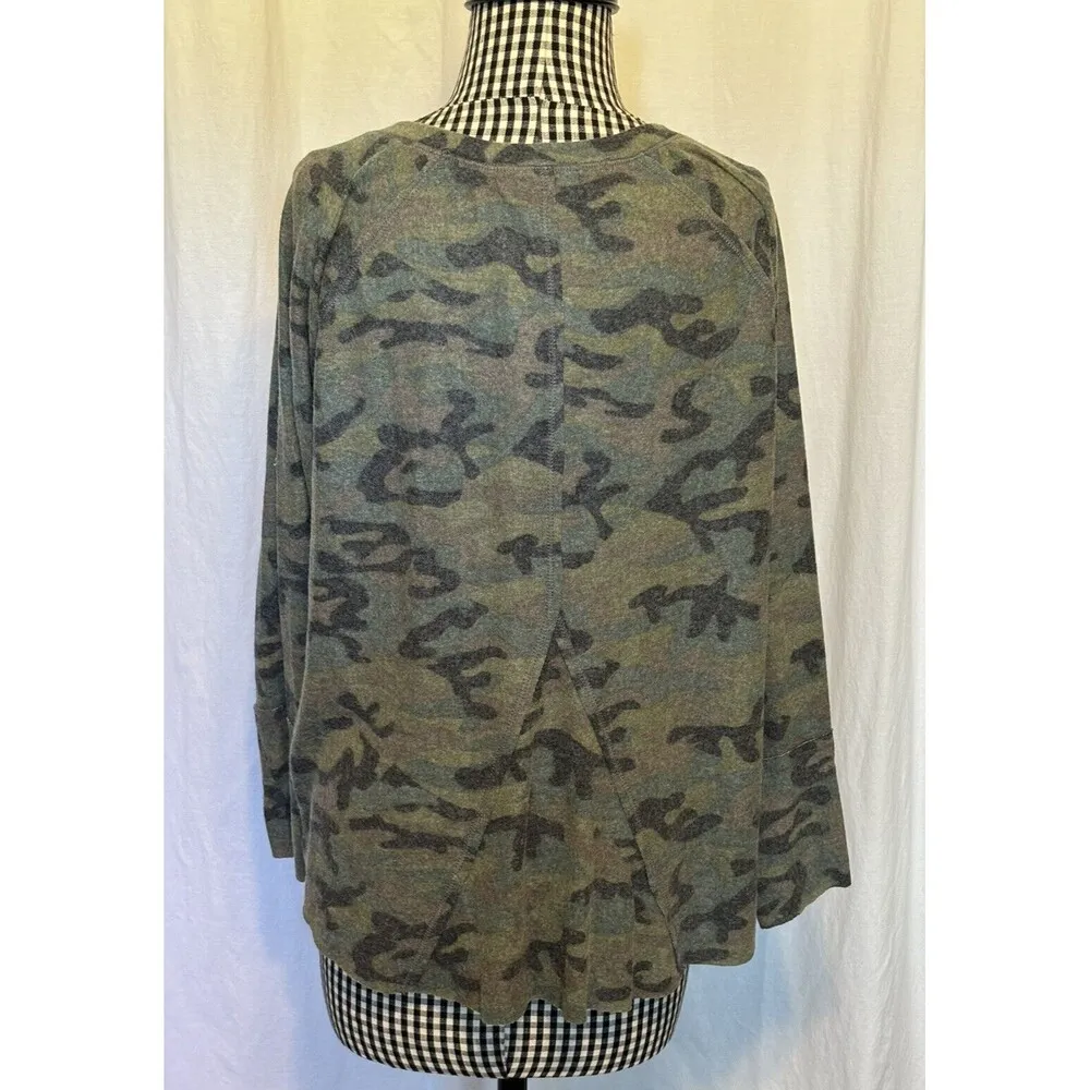 NWT Michael Stars Madison Brushed Sweater in Army Green Camo - Size XS P - Image 3