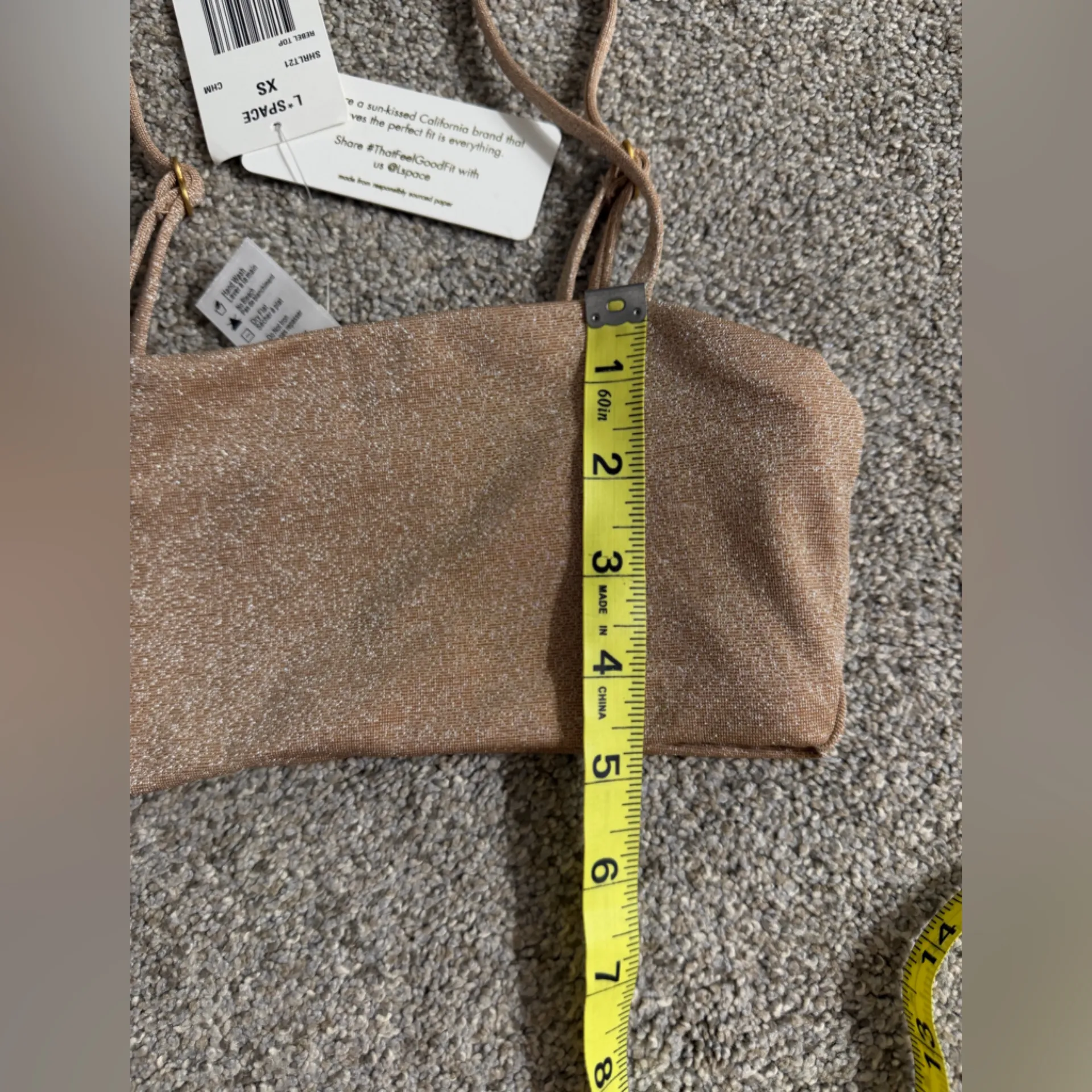 NWT L*space Rebel Bikini Bandeau Top ONLY in Champagne Shimmer Gold Size XS - Image 11