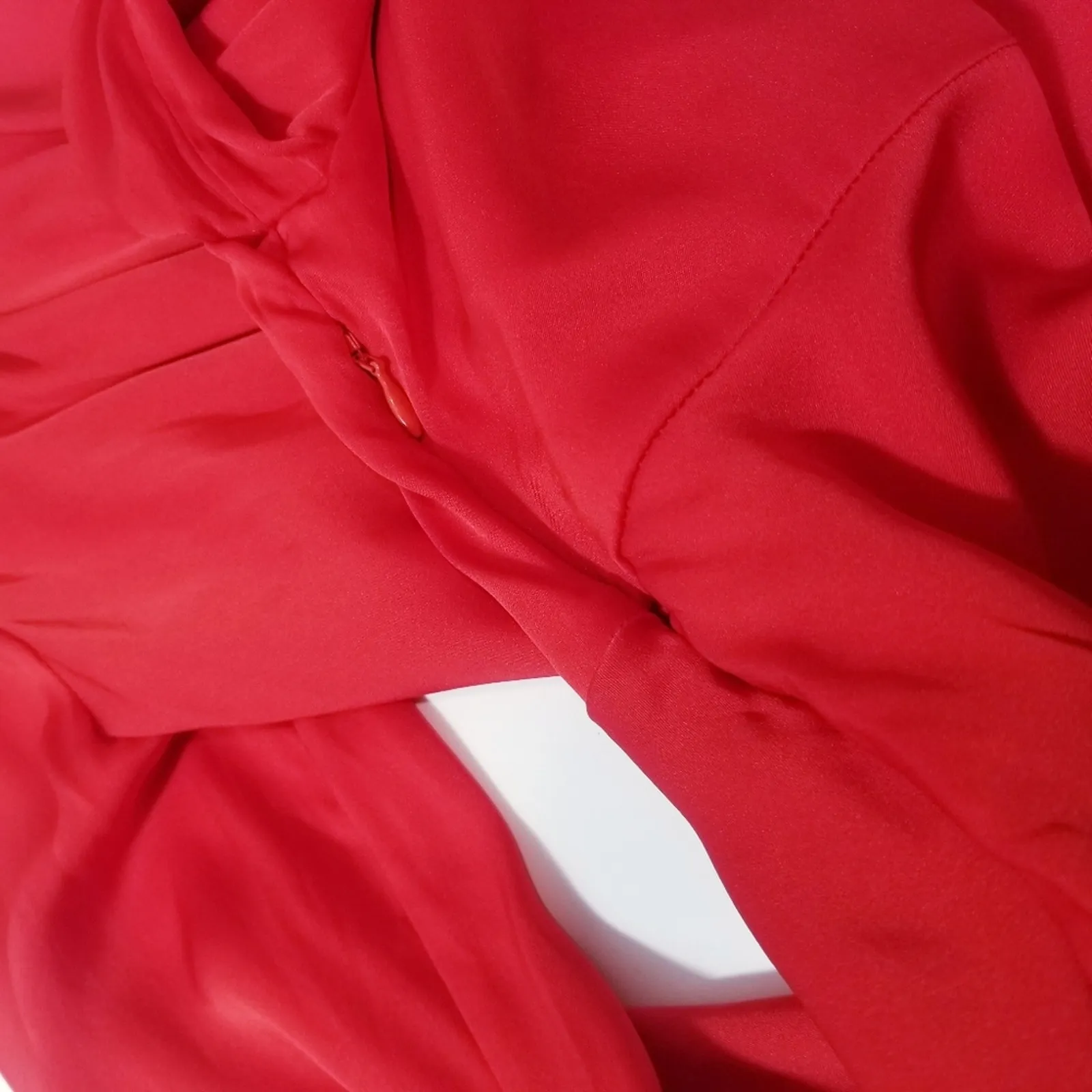 INTERMIX Silk Blend Red Pleated Satin Blouse Long Sleeves - Image 10