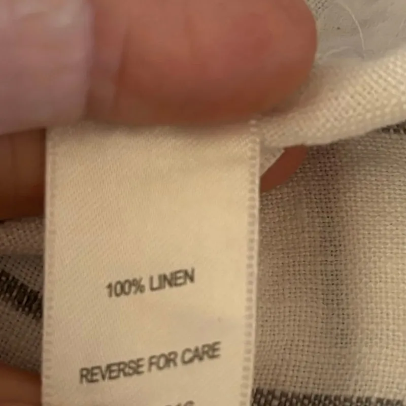 Garnet Hill Size M Essential Linen Pull On Skirt Striped White Grey Pockets - Image 5