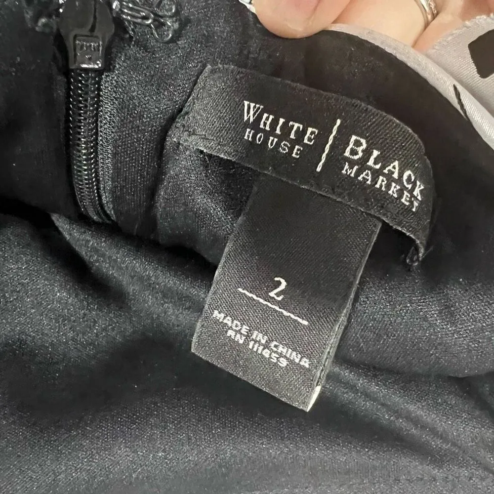 WHBM Black and White Floral Shutter Pleat Spaghetti Strap Cocktail Dress - Image 6