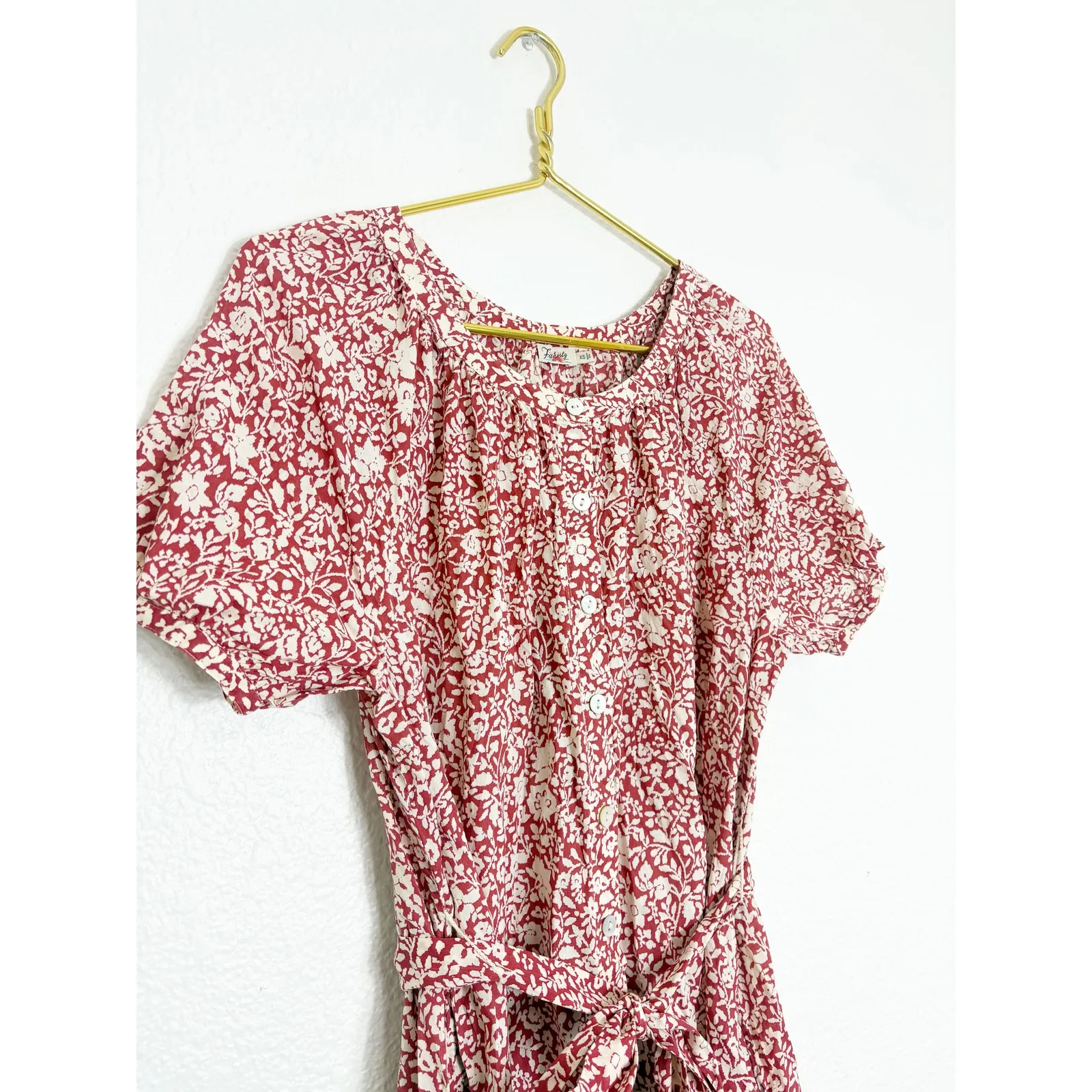 Faherty Carmel Midi Dress Size XS Spice Sunrise Floral Orange Shirtdress Boho - Image 8