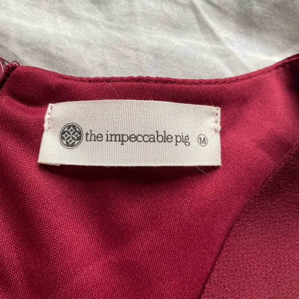 The Impeccable Pig Ruffled Romper Dark Maroon Size M - Image 6