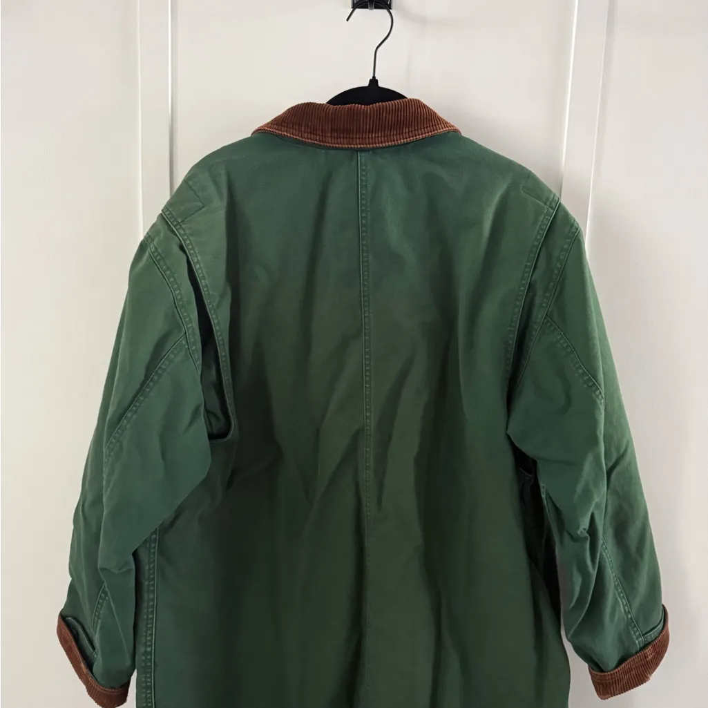 Lands' End Vintage Barn Jacket Green with Brown Collar - Image 2