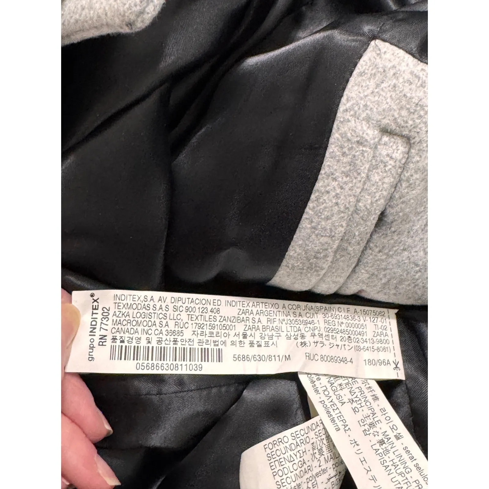 ZARA Women Light Gray Wool Blend Coat Asymmetrical Collar Button Front M - Image 8