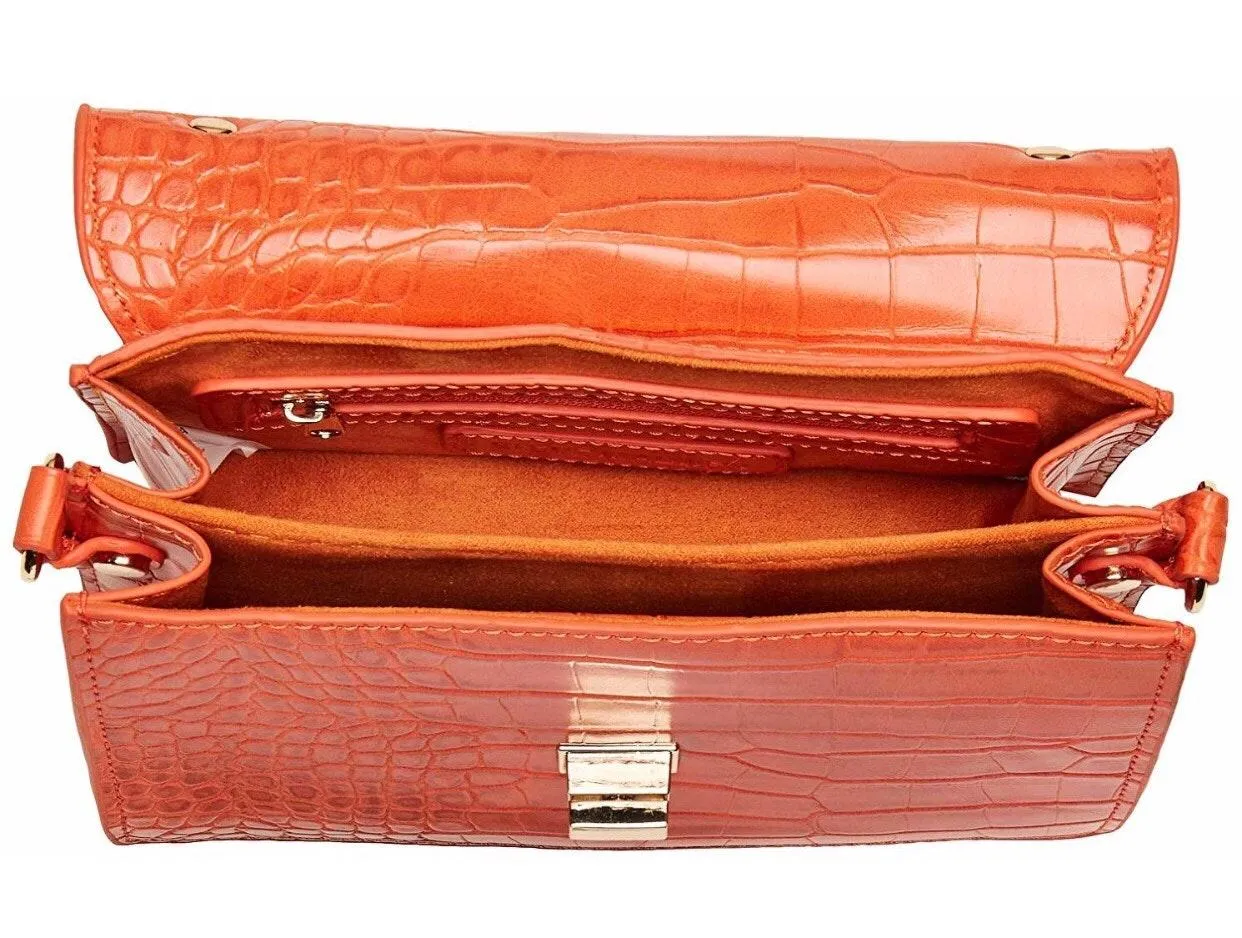 New With Tag  BTINAA Orange Croc Texture Crossbody Handbag Purse - Image 3