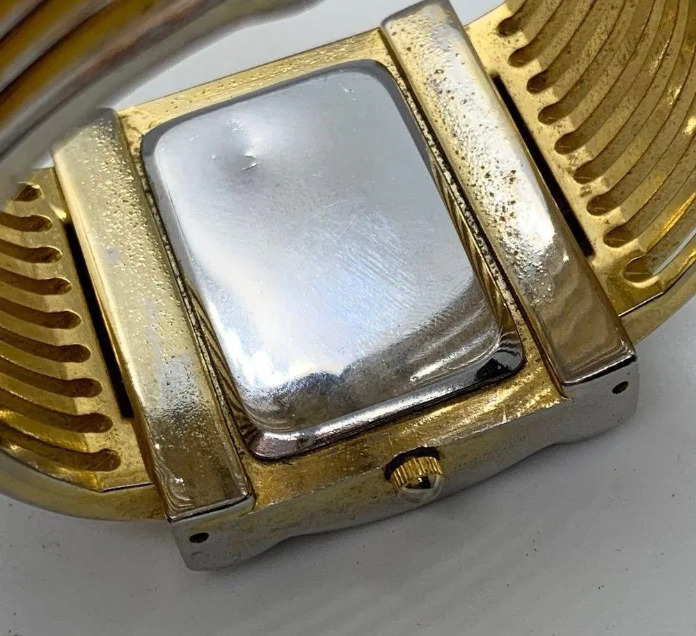 Geneva ladies cuff bracelet watch gold tone dial 37mm size 6” w/battery - Image 5