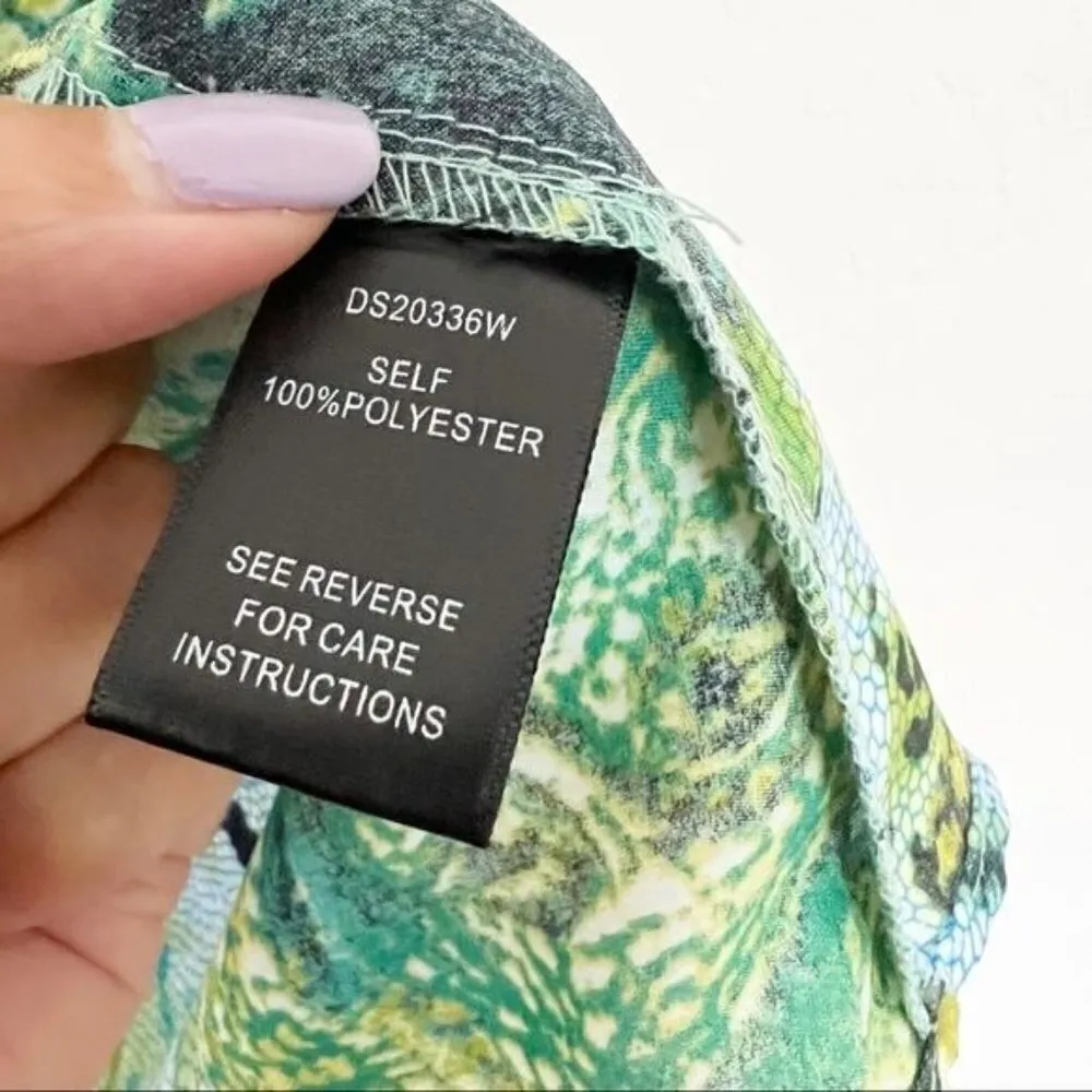 Ark & Co Green Blue Floral Mini‎ Dress Artsy Resortwear Beachy Boho Size Small - Image 5