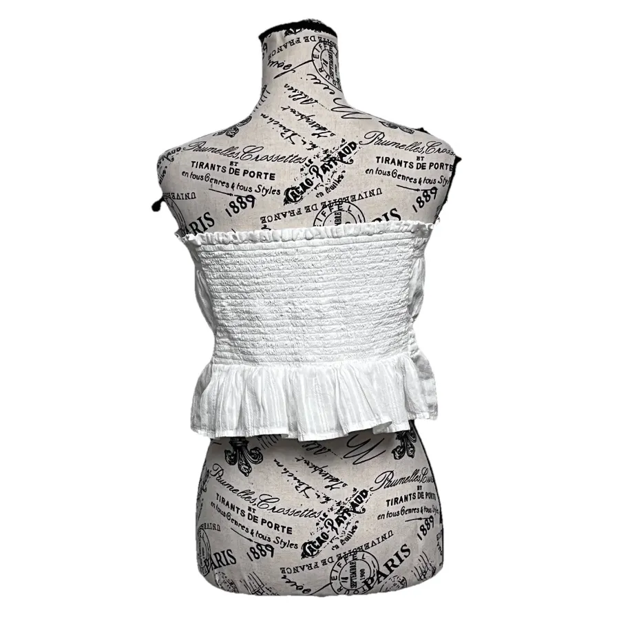 American Eagle White Crochet Peplum Crop Top M Coquette Cottagecore Lace preppy - Image 5