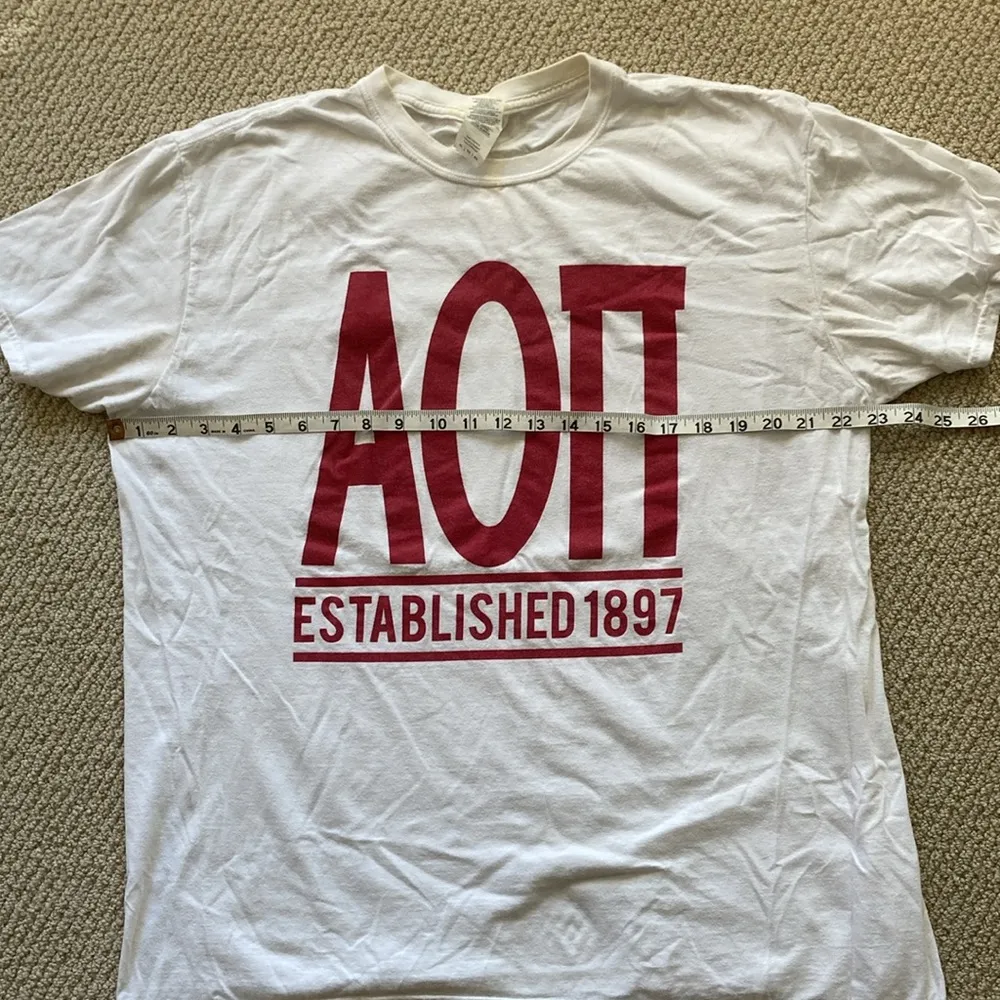 Alpha Omicron Pi AOPi Sorority Short Sleeve T-Shirt White Size XL Gildan EUC - Image 6