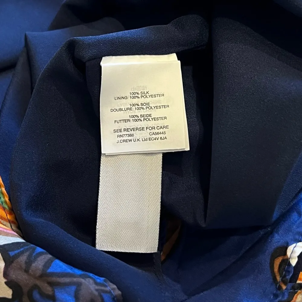 NEW J. Crew Silk Floral V Neck Tank Top Pullover Blue Green Pink Orange Size 0 - Image 7