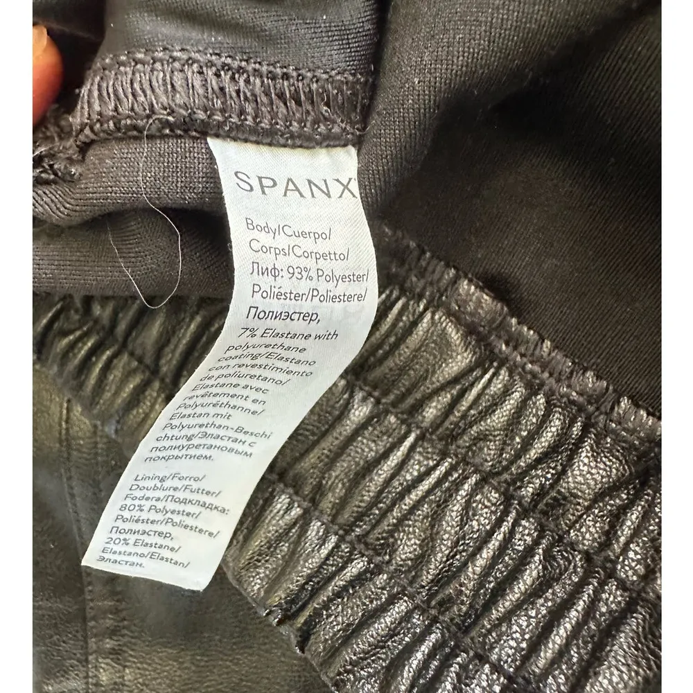 SPANX Faux Leather Like Jogger Pants Pull-On Elastic Waist Size Small - Image 7