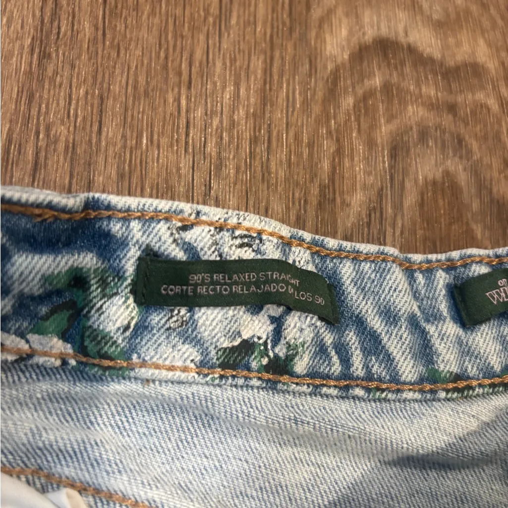 Wild Fable 90’s Relaxed Straight Jeans Light Blue Floral Print Y2K Aesthetic - 0 - Image 3