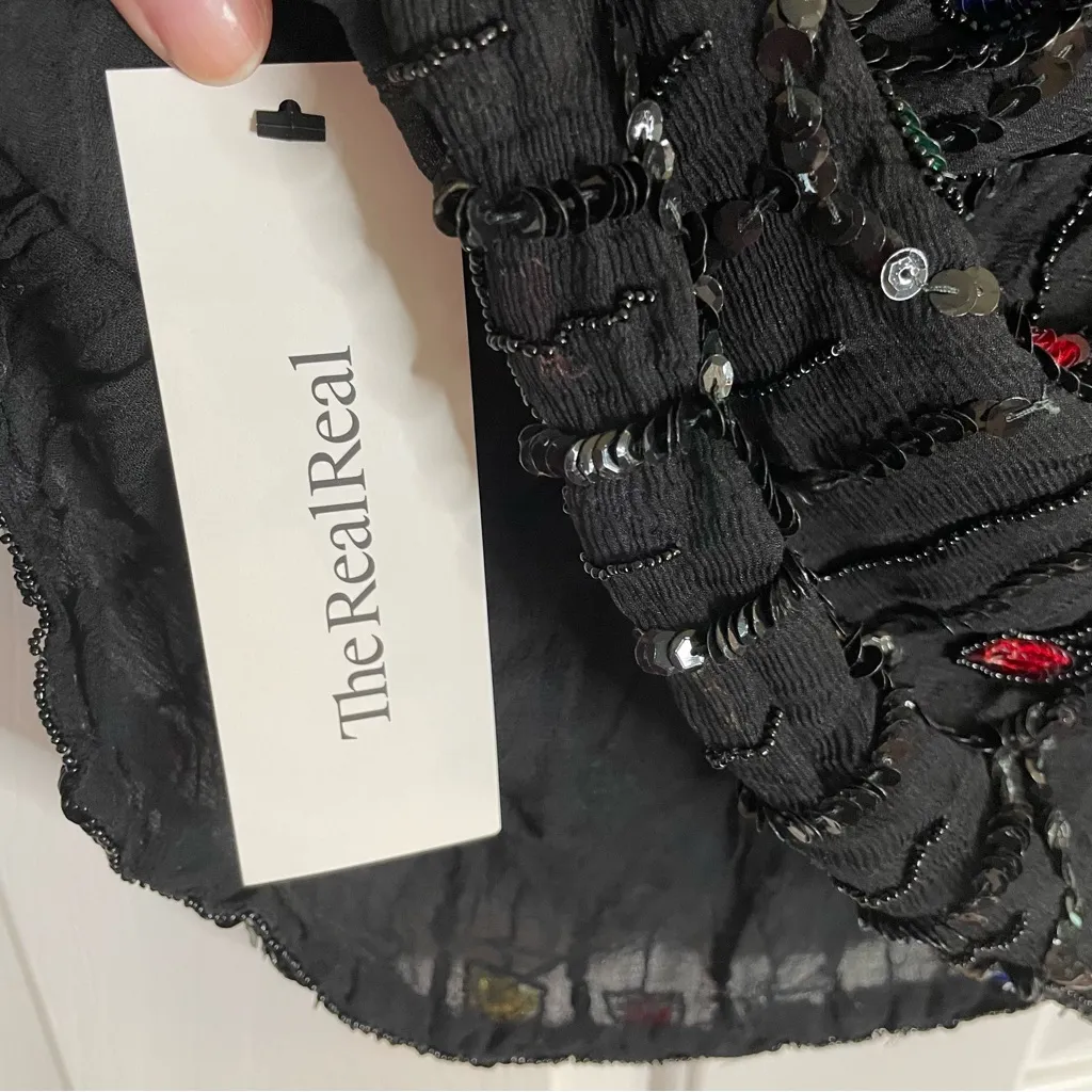 Vintage Jasmine by KVM Black Sequin Embellished Top cosplay dress up flapper - Image 5