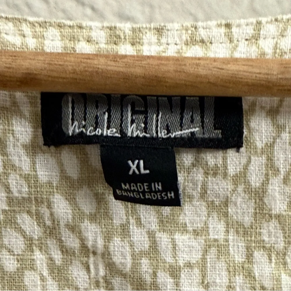 Original Nicole Miller Linen Tan Animal Print Shift Dress XL - Image 4