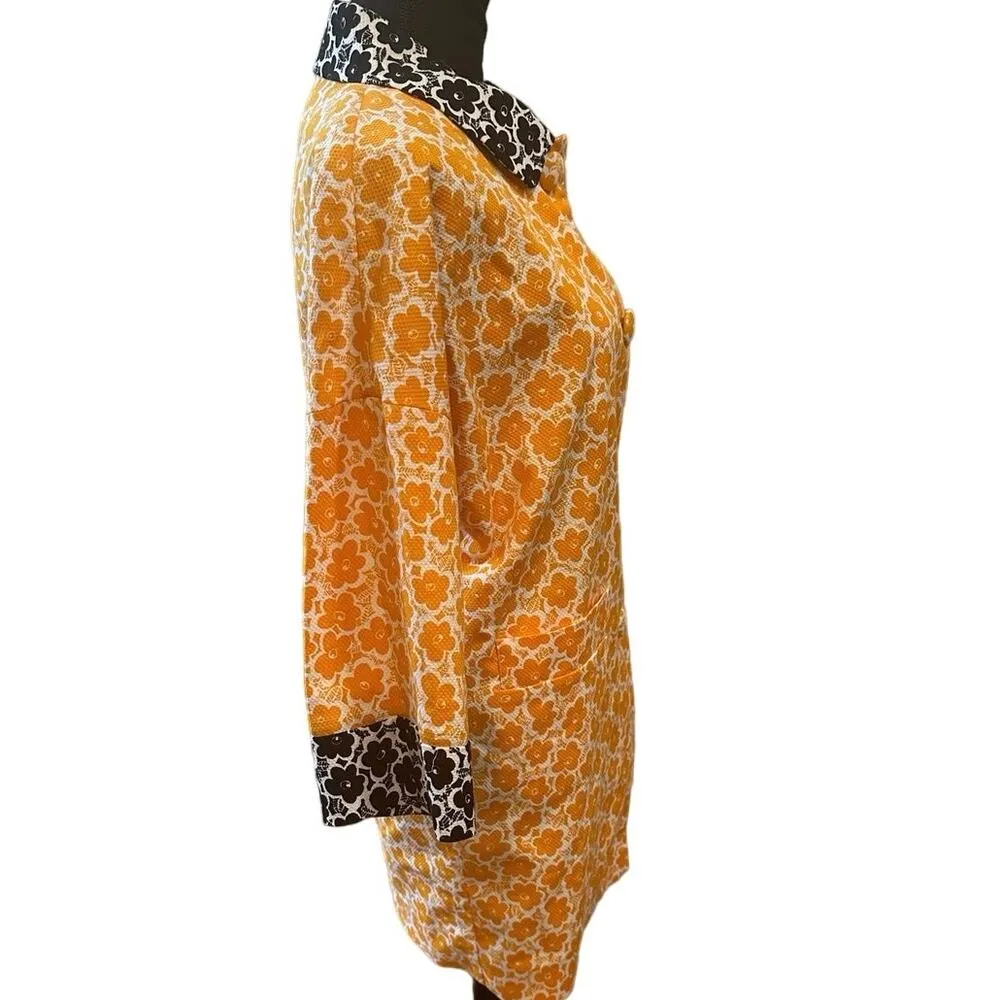 Rare Designer l Love Moschino Bright Orange Floral Unlined Lightweight Coat Sz 4 - Image 14