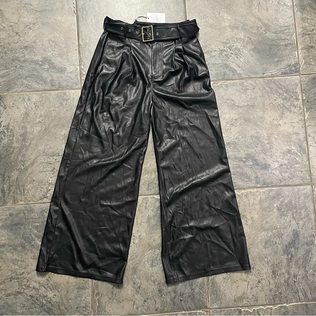 NWT Generation Love Genesis Vegan‎ Wide Leg Trousers Black Sz 8 $307 - Image 3