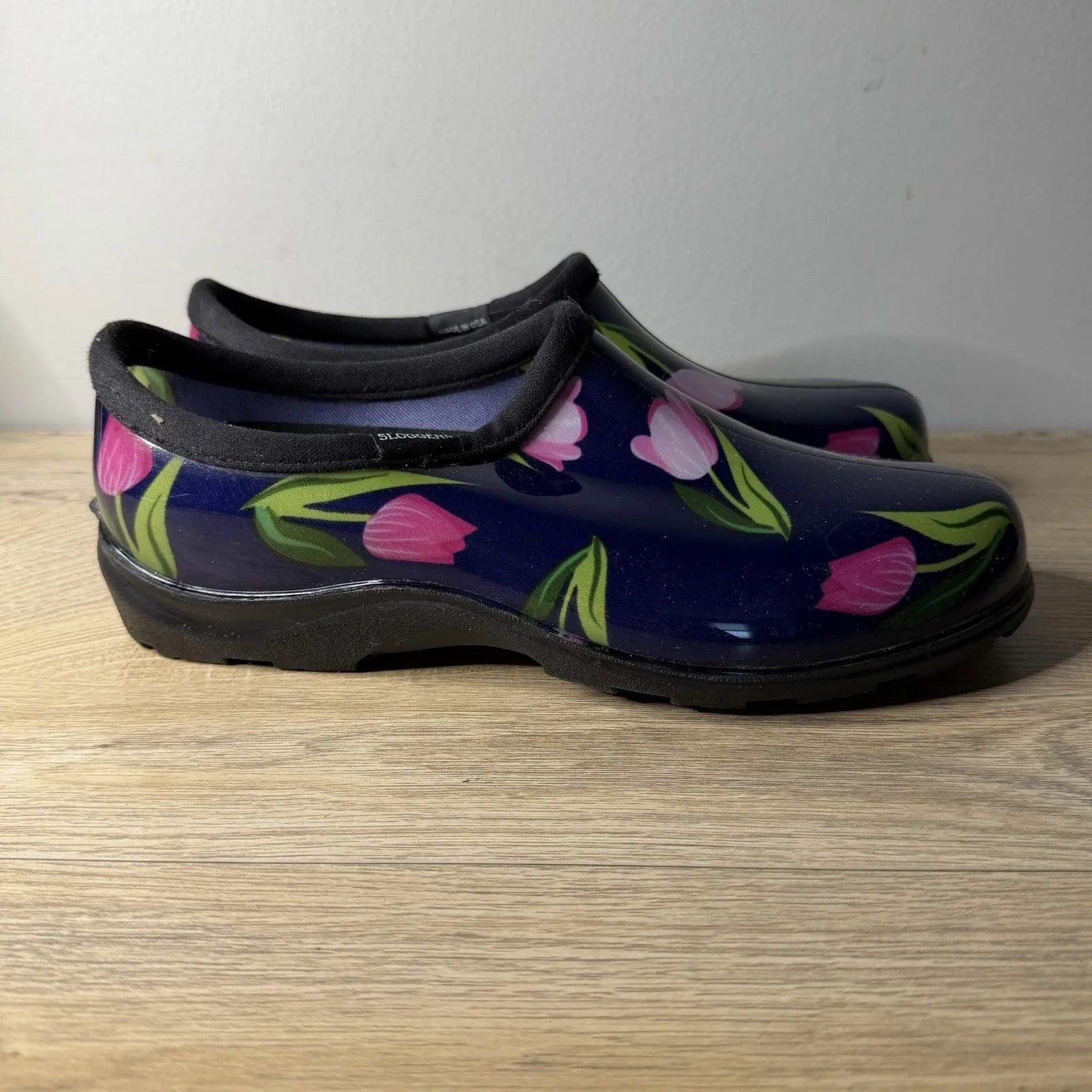 Sloggers Tulip Garden Shoes Navy Pink Floral Rain Clogs Slip On Outdoor Womens 9 - Image 3