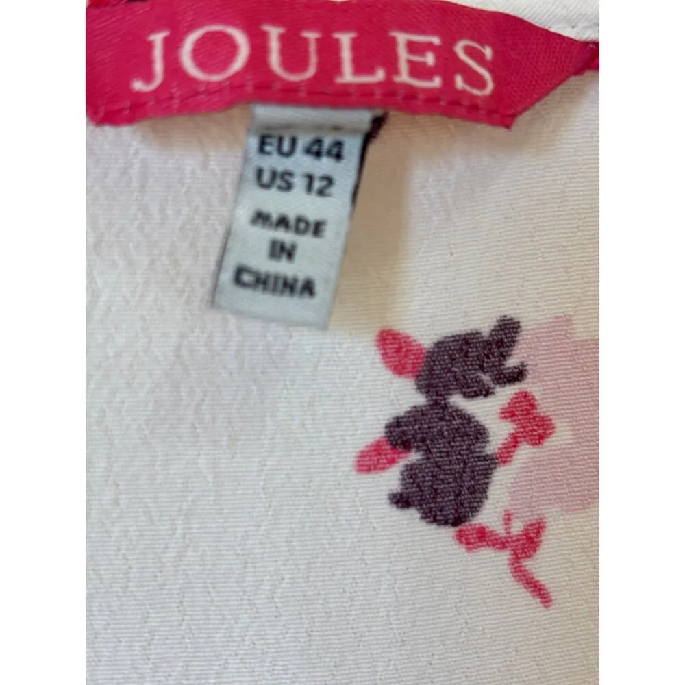 Joules Floral Print Casual Pullover Feminine top 3/4 Sleeves Womens 12 White Size 14 - Image 7