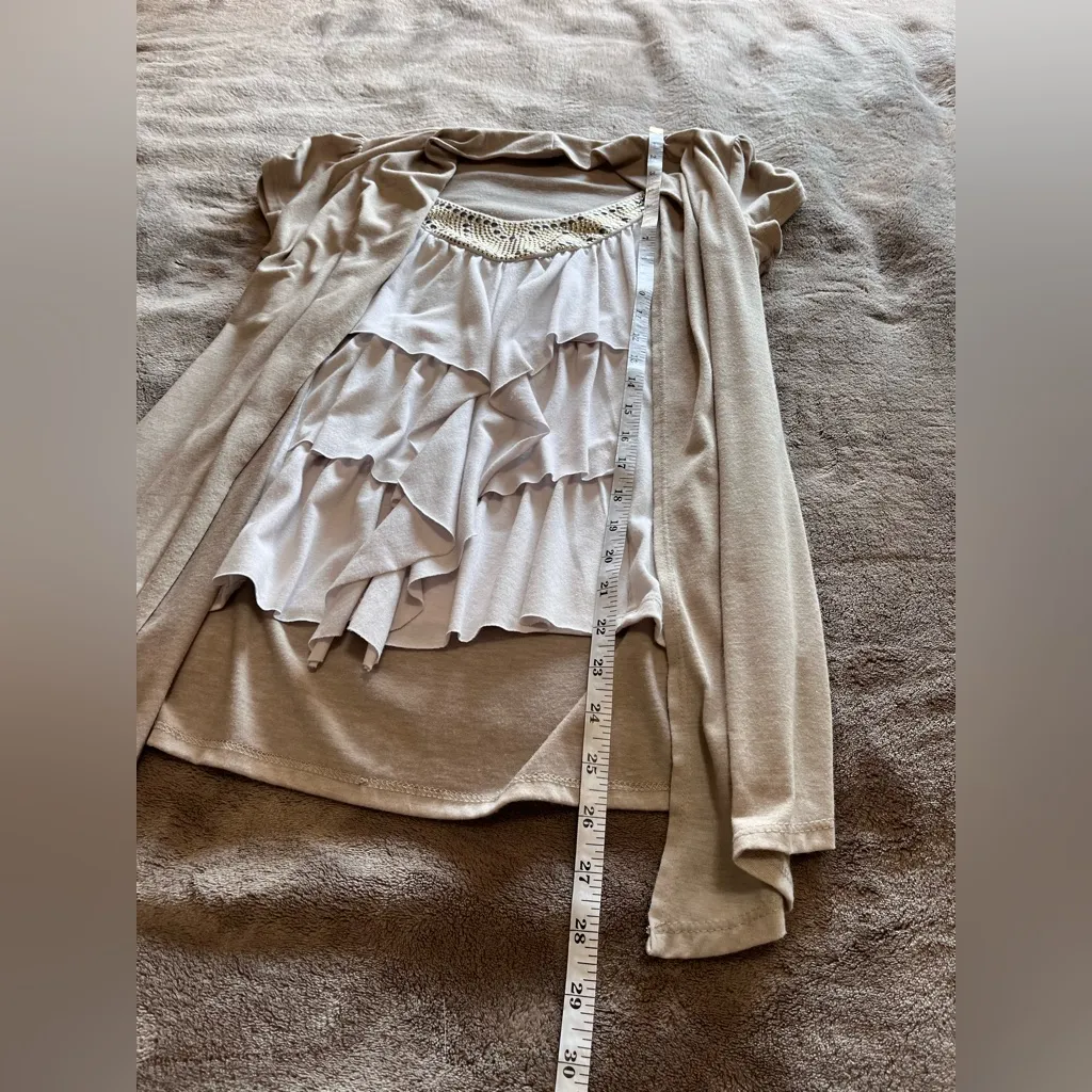 HEART SOUL Layered Short Sleeve Cardigan Blouse Y2K Women’s Sz M EUC - Image 7