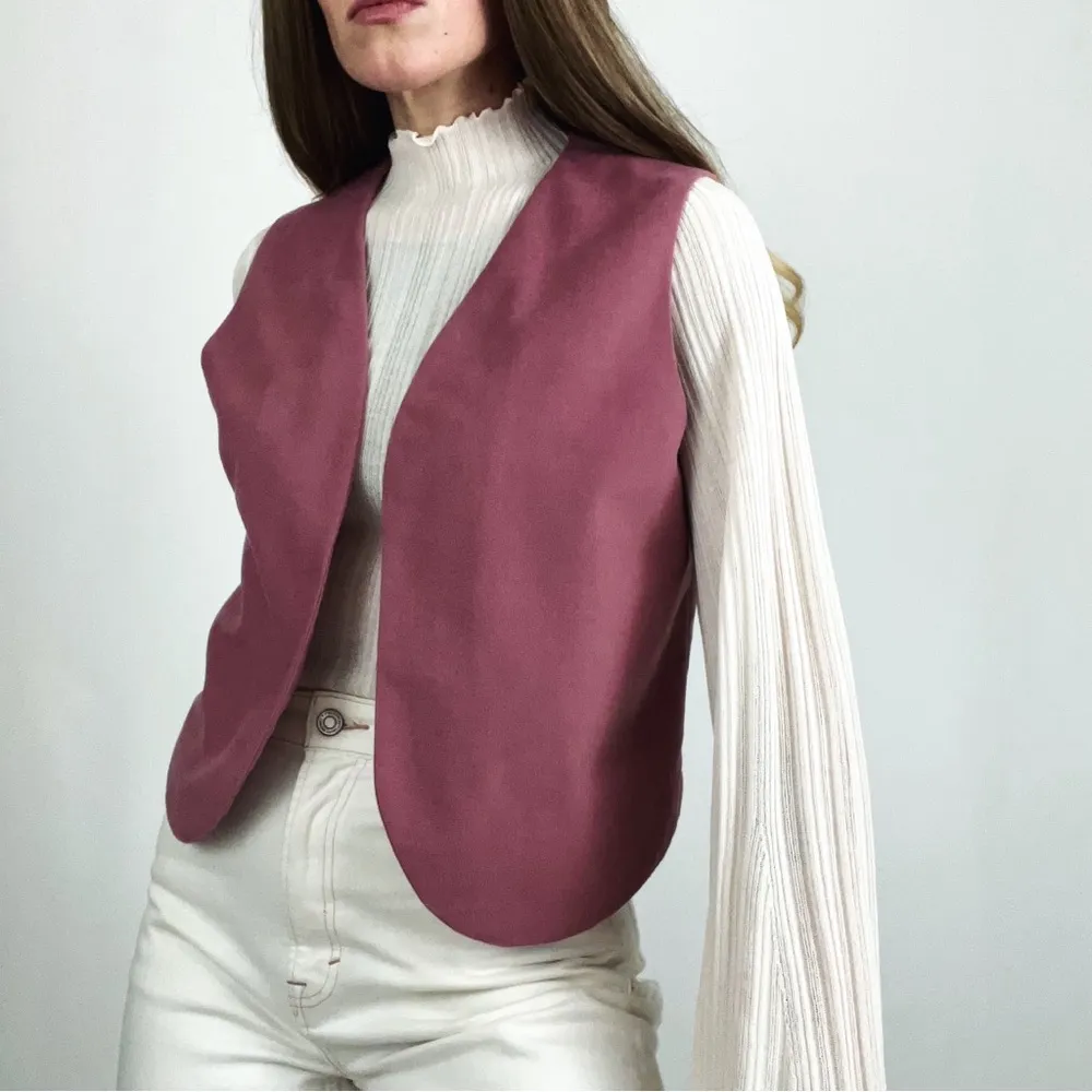 Vintage Faux Suede Vest in Rose Mauve | Size S/M Pink Size M - Image 2