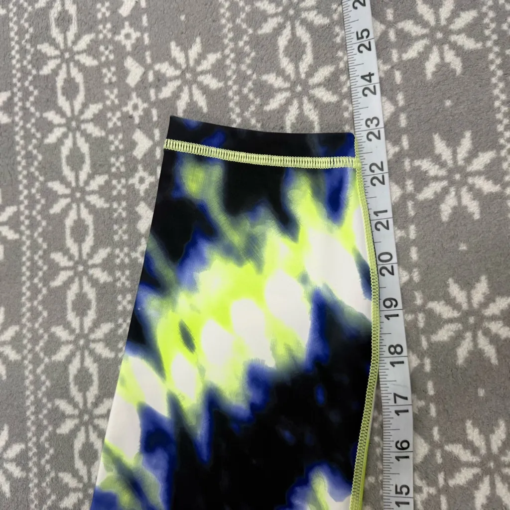 NWOT Athleta‎ Leggings Womens Elation Tie Dye 7/8 Cobalt Blue Neon Green Size 1X - Image 12