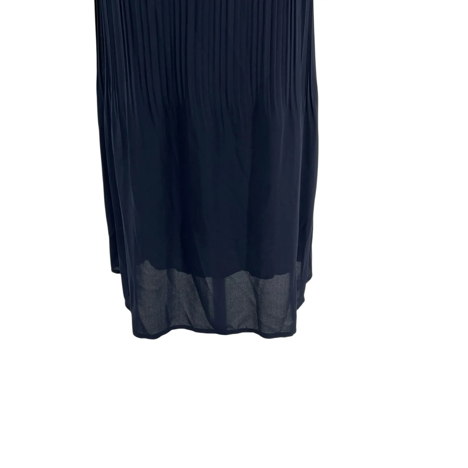 Maje Rolini‎ Dress Plisse Crepe Striped Detail Navy Blue Size 3 US Large - Image 6