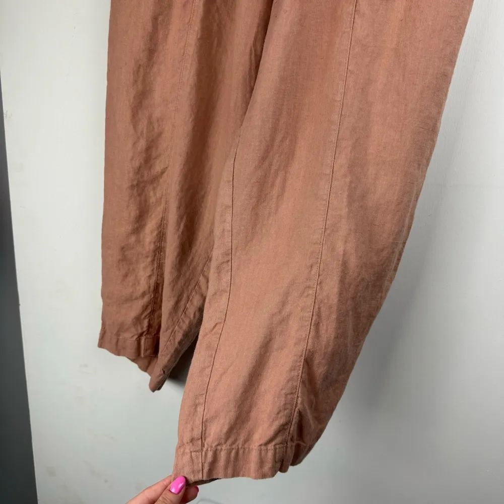 Magic Linen Tapered Cargo Pants Sz XL Rose Pink Elastic Waist Boho Chic - Image 14