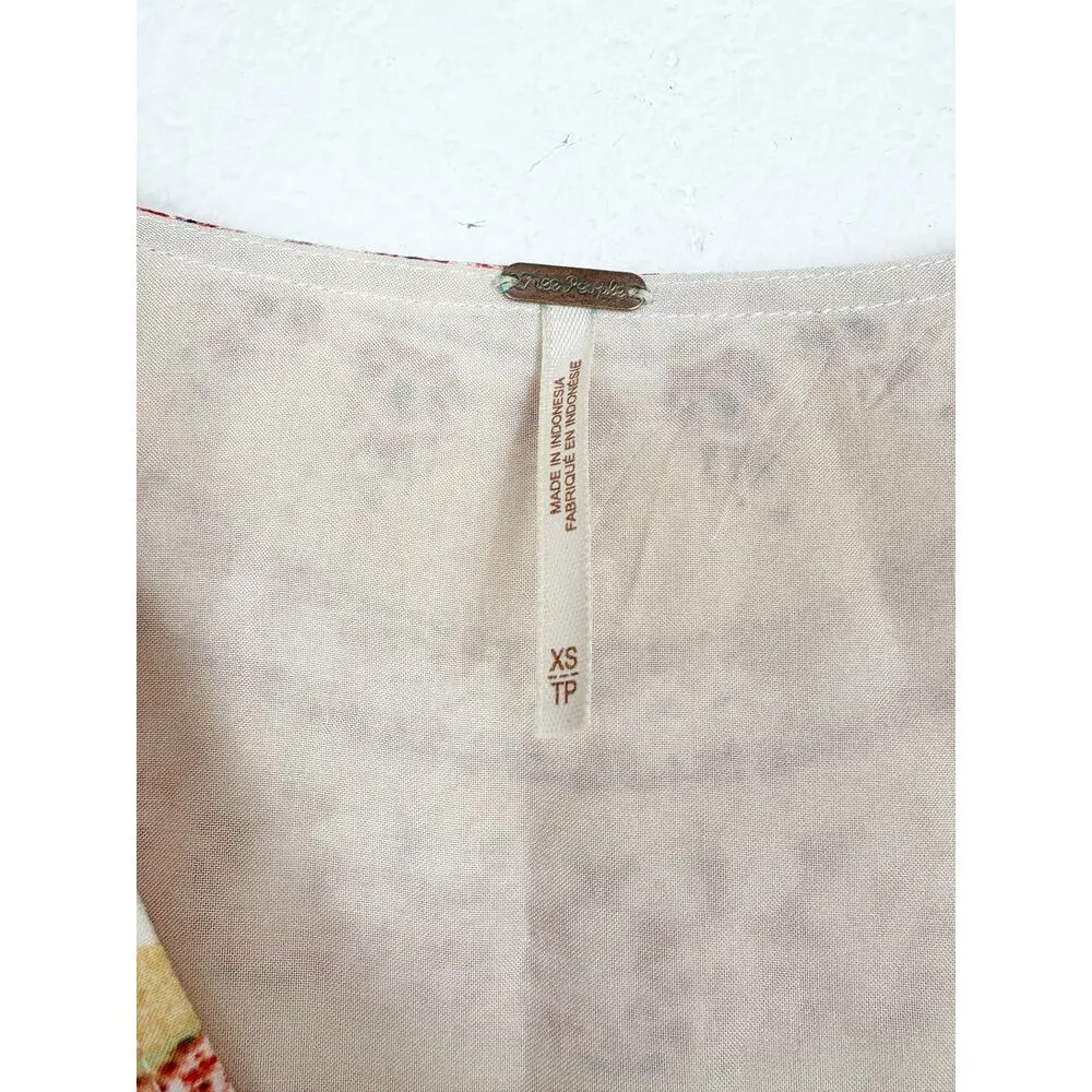 Free People Sunset Dreams Printed Tunic Size XS Ruffle Sleeve Bohemian Relaxed - Image 5