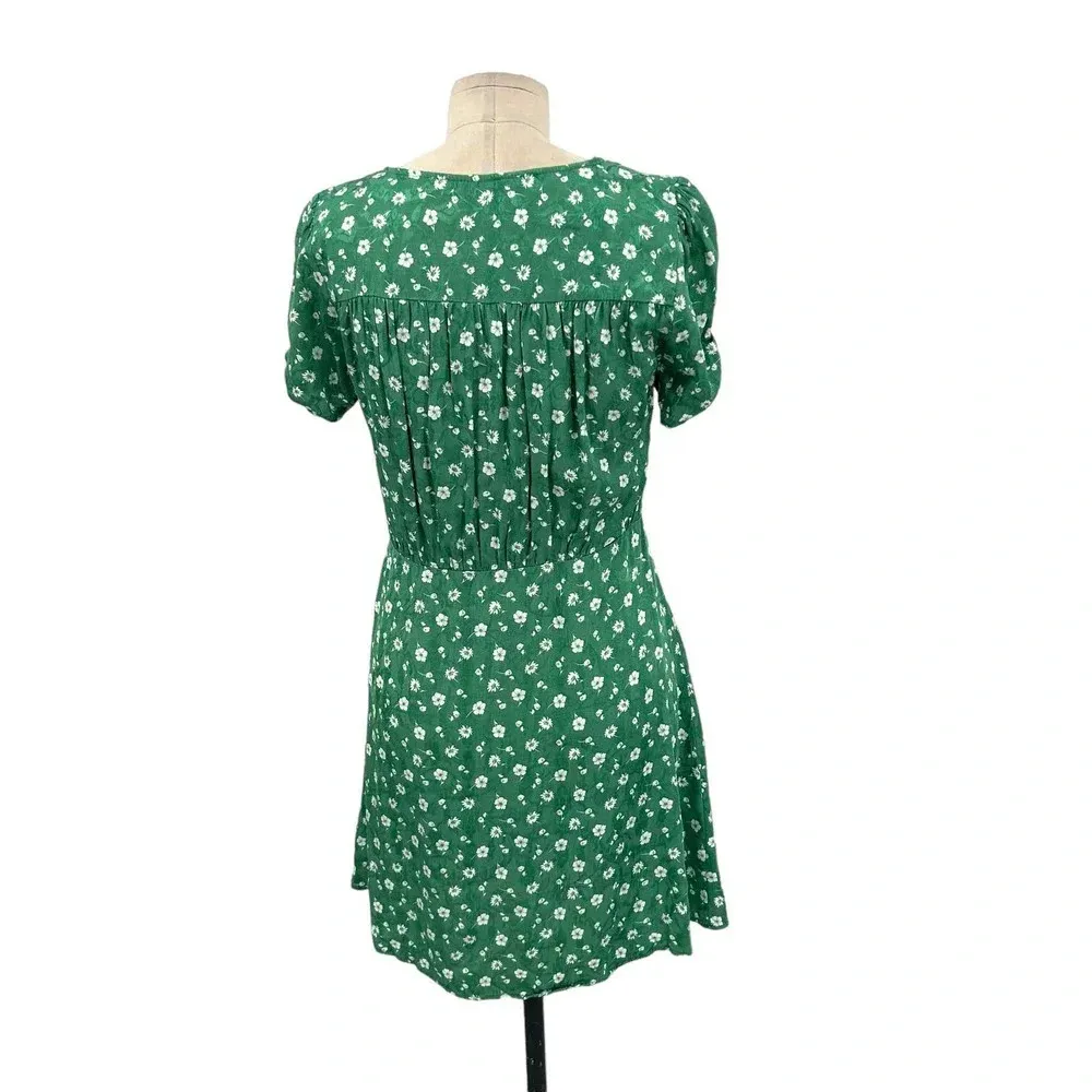 Free People Bond Street Green Mini‎ Ruched Front Dress Size 6 - Image 6