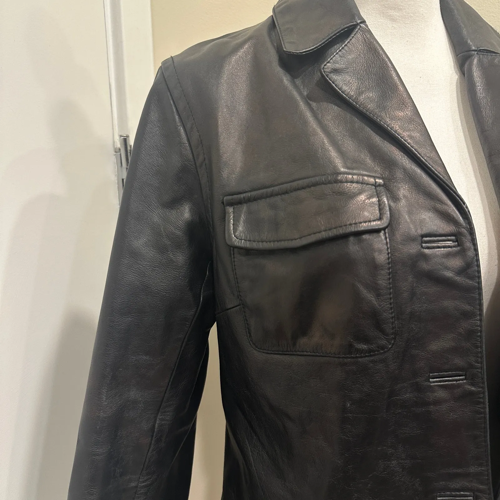 Vintage Y2K J. Crew Black Leather Shacket Minimalist Preppy Heritage Old Money - Image 6