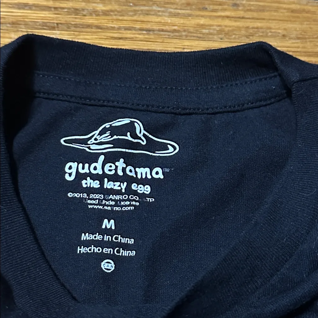 Gudetama the Lazy Egg 80s Themed Tee, Medium Black - Image 2
